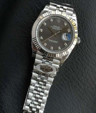 WKD Factory Rolex Datejust 41mm 3235 Movement Diamond Markers Grey Face Watch